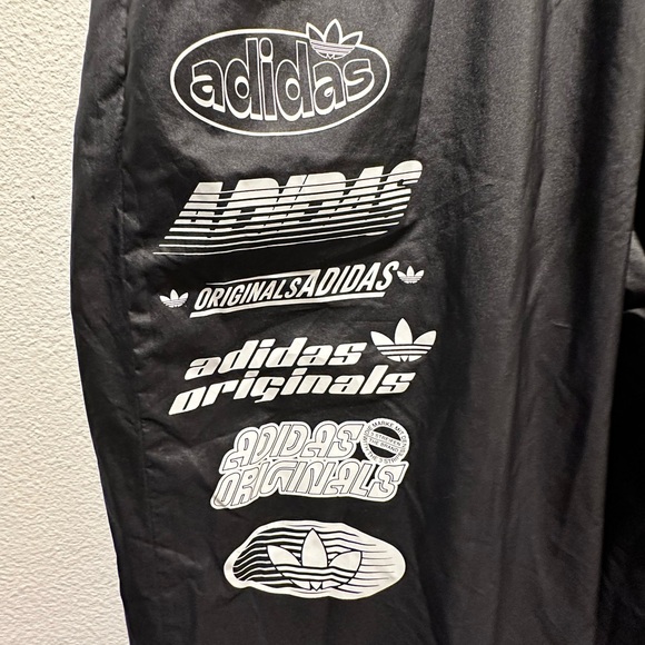 Adidas Originals Rare Multi Logo Moto Track Pants Black A/S Oversized Fit - Picture 3 of 5